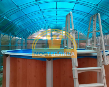 Павильон для бассейна из поликарбоната шириной 6 метров